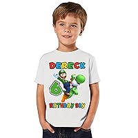 Personalized Luigi and Yoshi Birthday Shirt, Add Any Name and Age, Custom Shirts for a Mario Birthday Party, Family Matching Shirts.