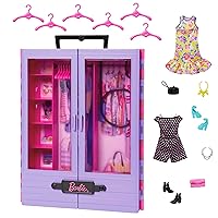 Barbie Fashionistas Playset, Ultimate Closet with 6 Hangers and Multiple Storage Spaces, Plus Fold-Out Clothing Rack