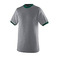 Augusta Sportswear XX-Large Ringer Tee Shirt, Athletic Heather/Dark Green