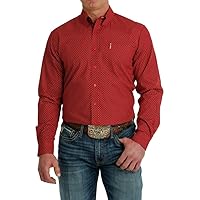 Cinch Western Shirt Mens Long Sleeve Geometric Print XL Red MTW1347100