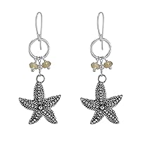 Silvesto India 925 Sterling Silver Handmade Jewelry Manufacturer 4 mm Citrine Dangle Earring Jaipur Rajasthan India-Star Fish Design Earring Aminal Theme Jewelry
