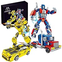Mesiondy Robot Building Toy Set, Including 2 Transforming Robot Building Kit, Truck Soldier Overrun Soldier, Construction Truck Blocks Toys for Boys Age 6 7 8 9 10+ Year Old (643 Pieces)