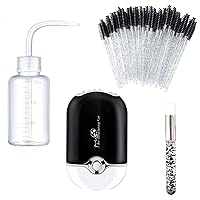 AREMOD Eyelash Extension Supplies with USB Mini Lash Dryer 50 Lash Shampoo Brush 1 Nose Blackhead Facial Cleaning Brush 1 Plastic Wash Bottle(Black)