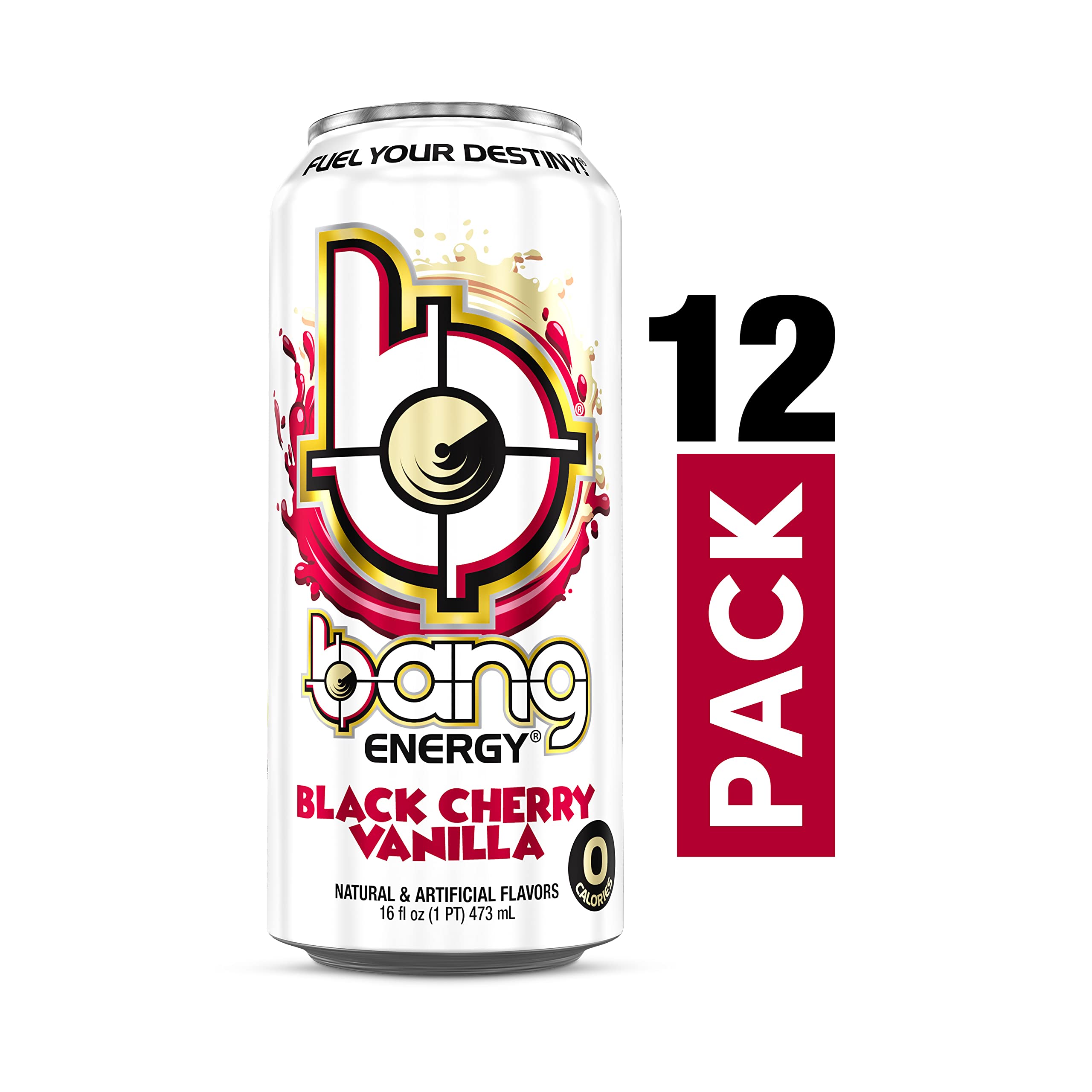 Bang Energy Black Cherry Vanilla, Sugar-Free Energy Drink, 16-Ounce (Pack of 12)