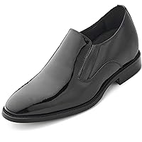 CALTO Men's Invisible Height Increasing Elevator Shoes - Patent Leather Formal Dress Oxfords - 2.8 Inches Taller