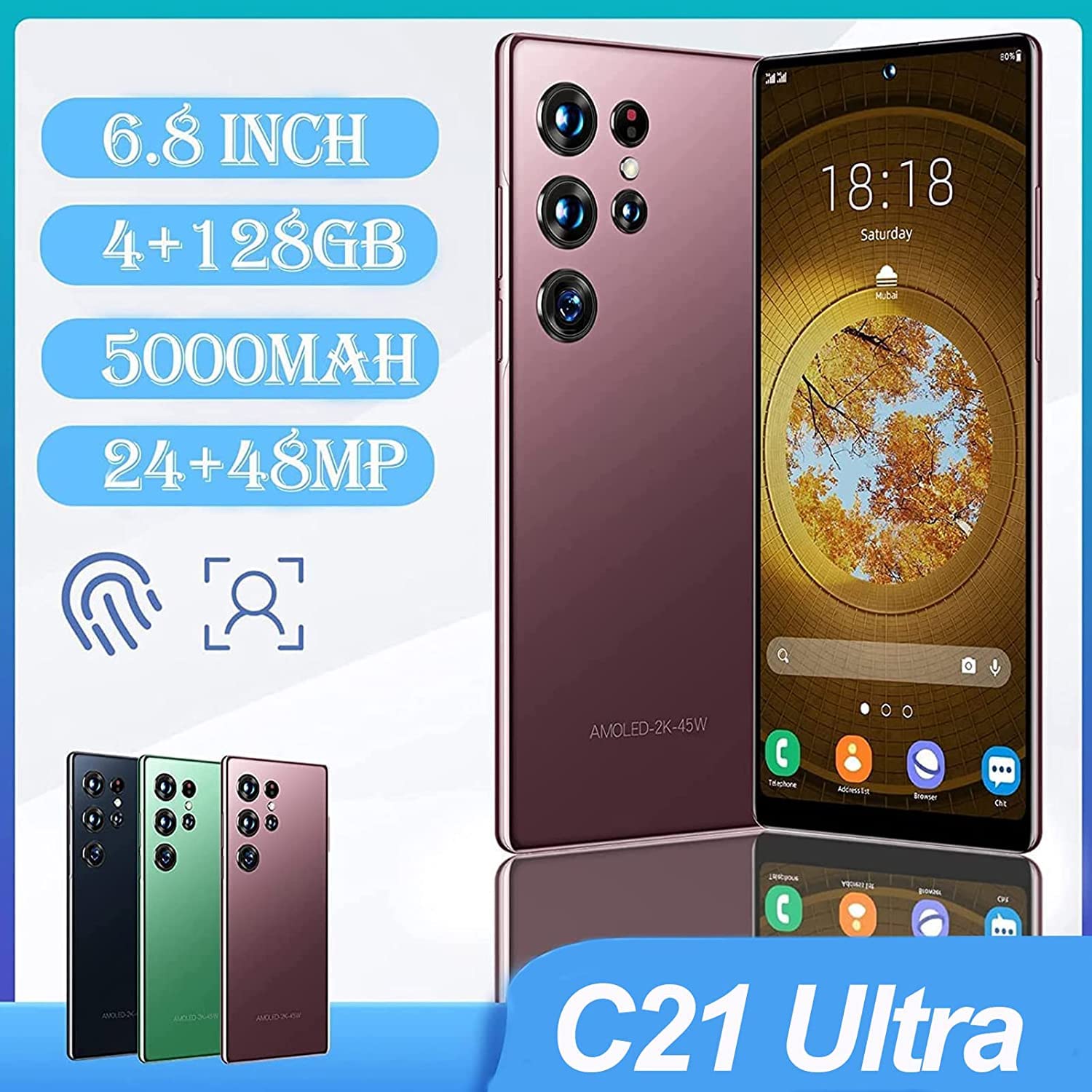 SANSHREUNI G23 + 5G Ultra Cell Phone - Factory Unlocked Android Smartphone, 128GB Storage, 100MP Camera - Long Battery Life - S Pen - US Version - 2023(Rose Gold)