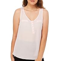 A. Byer Women’s Junior V-Neck Tank Top (Junior's) Shirt, -Petal Pink Button, L