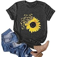 Sunflower Graphic Shirt for Women Cute Flower Short Sleeve Crew Neck Ladies Summer Tops Teen Girls Casual T Shirt