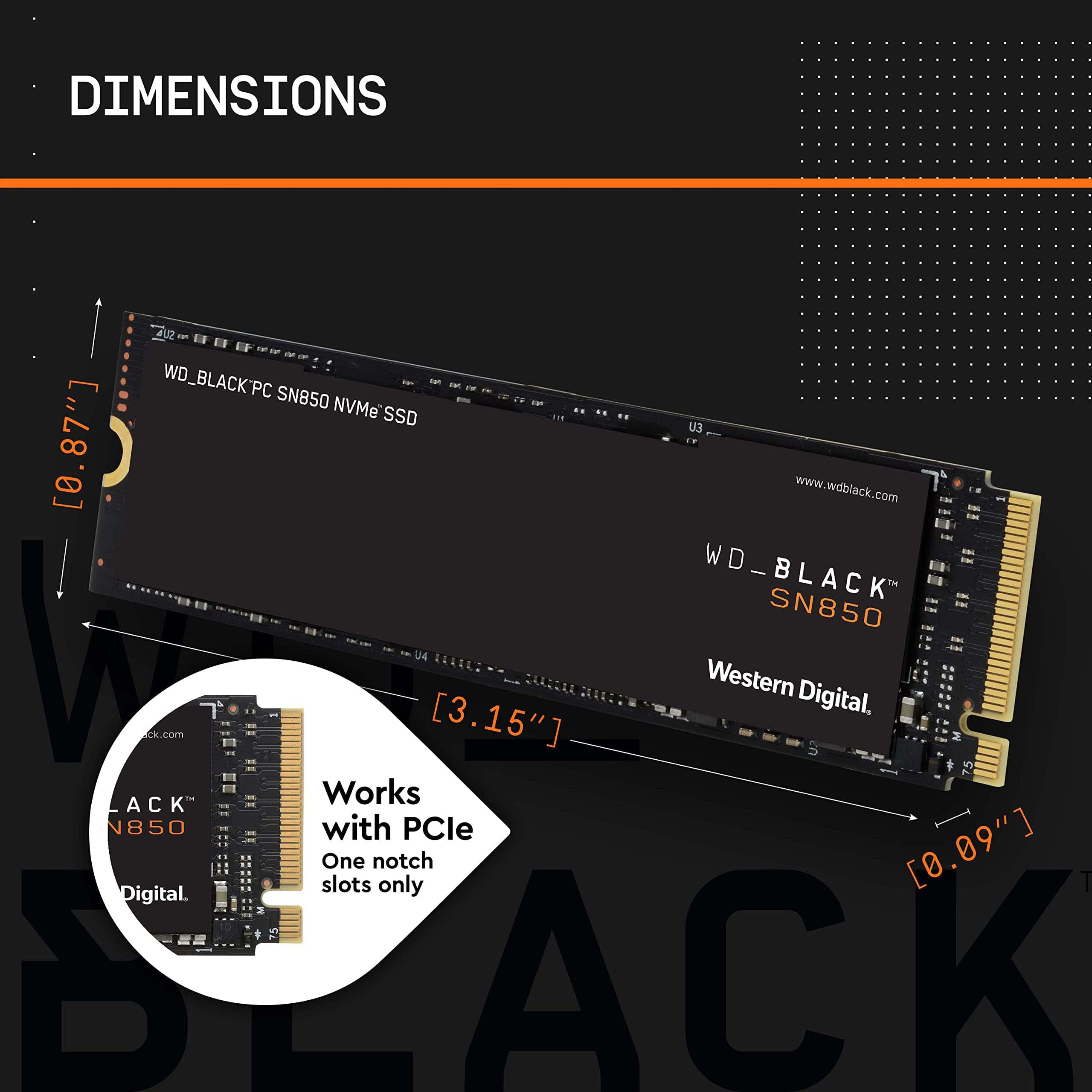 WD_BLACK 1TB SN850 NVMe Internal Gaming SSD Solid State Drive - Gen4 PCIe, M.2 2280, 3D NAND, Up to 7,000 MB/s - WDS100T1X0E
