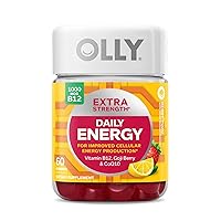 OLLY Ultra Strength Hair, Extra Strength Daily Energy, Biotin, Keratin, Vitamin B12, CoQ10, Goji Berry Gummy Supplement Bundle - 30 Count, 60 Count
