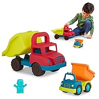 B. toys- B. play- Grab-n-Go Truck Set- 2 Dump Trucks – 1 Large Truck & 1 Small Truck – Big Truck with Handle & Mini Truck with Driver – Toy Trucks for Toddlers, Kids- 1 Year +