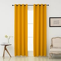 Grommet Blackout Curtains 108 Inches Long 2 Panels, Light Blocking Window Drapes for Living Room, Thermal Insulated, Noise Reduction, Mustard Yellow, 52