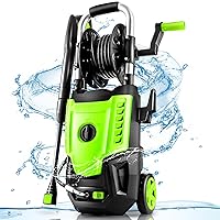 4000 PSI Electric Pressure Washer- 4.0 GPM High Power Machine with 4-in-1 Quick Changeover Spray Tips and Soap Bottle for Car Washing, Fence Cleaning, Patio Maintenance（Upgraded） (Green)
