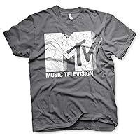 MTV Officially Licensed Cracked Logo Mens T-Shirt (Dark Grey)