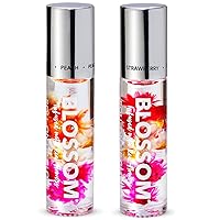 Blossom Scented Roll on Lip Gloss, Infused with Real Flowers, Made in USA, 0.40 fl oz, 2 pack, Peach/Strawberry