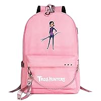 Novelty Graphic Knapsack Trollhunters Classic Bookbag Wear Resistant Football Fans Rucksack with USB Charging Port
