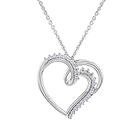 GILDED 1/4 ct. T.W. Lab Grown Diamond (SI1-SI2 Clarity, F-G Color) and Sterling Silver Twisted Heart Pendant with an 18 Inch Spring Ring Clasp Cable Chain