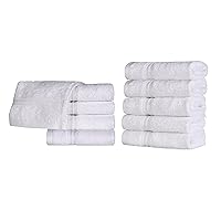 Superior Egyptian Cotton 10-Piece Face Towel Set, Small Towels for Facial, Spa, Quick Dry, Absorbent Towels, Bathroom Accessories, Guest Bath, Home Essentials, Washcloth, Airbnb, White