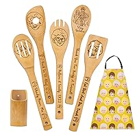 Golden Girls Wooden Spoon Sets for Cooking, Golden Girls Merchandise, Golden Girls Gifts, Golden Girls Kitchen Utensils Set - 5X Bamboo Spoons, 1X Spoons Holder, 1X Kitchen Apron (G02)