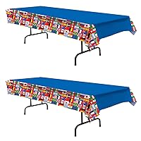 Beistle International Flag Tablecovers, Rectangular – Plastic Table Cloth, Around The World, Multicultural Travel Themed Party Decorations, International World Flags, 54