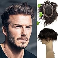 Men's Hairpiece European Human Hair Toupee 9x7inch Swiss Lace Skin PU Back Hair Replacement Wig #2 Dark Brown Color