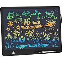 LCD Writing Tablet,16 Inch Colorful Screen Rechargeable Doodle Board Toddler Educational Toys for 3 4 5 6 Years Old Boys Girls Reusable Portable Drawing Tablet Christmas Toys Gifts for Kids (Black)