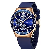 BOFAN Fashion Business Mens Watches Waterproof Sport Military Mens Watch Analog Quartz Watch for Men Multifunction Chronograph Wristwatches.