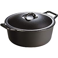Lodge BOLD Exclusive 7 Quart Premium Pre-Seasoned Cast Iron Dutch Oven with Lid - Dual Handles - Use in the Oven, on the Stove, on the Grill or over the Campfire - Black