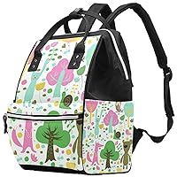 Baby Diaper Bag Maternity Nappy Backpack, Tote Travel Bag for Women Men Cute Forest Animals Flowers and Trees