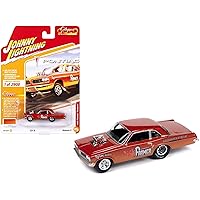 1963 Tempest Funny Farmer Orange and Gold Metallic Classic Gold Collection 2023 Release 2 Limited Edition to 2908 Pieces Worldwide 1/64 Diecast Model Car by Johnny Lightning JLCG032-JLSP355A