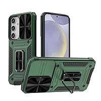 Compatible with Samsung Galaxy S24 Plus Case,with Slide Camera Cover,Metal Ring Kickstand Military Grade Shockproof Hard PC Heavy Duty Protective Case Compatible with Galaxy S24 Plus Shockproof protec