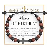 Little Boys Wooden Beads 3-10th Birthday Cross Bracelet Gifts for Little Boys/Son/Grandson/Nephew