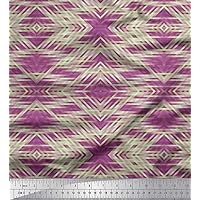 Soimoi Cotton Jersey Purple Fabric - by The Yard - 58 Inch Wide - Stripe & Argyle Check Sophistication - Chic Stripes with Sophisticated Argyle Checks Printed Fabric