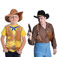 Cowboy Toy Set, SEPTCITY Adjustable Cowboy Gun and Shoulder Holster for Kids, Cowboy Costume for Boys Cosplay Accessories for Halloween