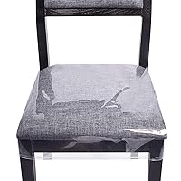 4 Pack Stain, Water and Kitty Scratch Resistant Clear Dining Chair Covers/Slipcovers Chair Protector Waterproof PVC Material, 17”D x 18”W x 4”H with Adjustable Belt Strap, Set of 4