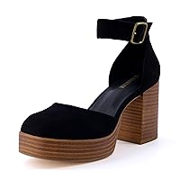 CUSHIONAIRE Women's Tanner Leather stack block heel with Memory Foam Padding, Wide Widths Available