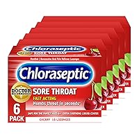 Chloraseptic Sore Throat Lozenges, Cherry, 18 Count, 6 Pack