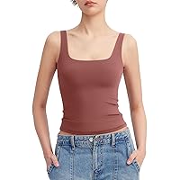 Women's Square Neck Tank Top Sleeveless Double Lined Basic Tops Sharp Collection