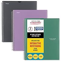 Five Star Interactive Notetaking Spiral Notebooks, 3 Pack, 1 Subject, College Ruled Paper, 11