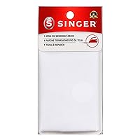 Singer 00097 Iron-On Mending Fabric, Fabric Patch for Mending ClothesWhite, White,