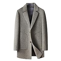 Double-Sided Mens Wool Trench Coat Winter Detachable Down Liner Business Woolen Coats Korean Clothing