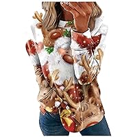 Women's Fashion Hoodies & Sweatshirts Tops Cotton Casual Christmas Print Long Sleeve O-Pullover Top Blouse, S-3XL