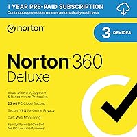 Norton 360 Deluxe 2024, Antivirus software for 3 Devices with Auto Renewal - Includes VPN, PC Cloud Backup & Dark Web Monitoring [Download] Norton 360 Deluxe 2024, Antivirus software for 3 Devices with Auto Renewal - Includes VPN, PC Cloud Backup & Dark Web Monitoring [Download] Emailed Product Key Mailed Product Key