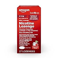 Amazon Basic Care Nicotine Polacrilex Mini Lozenge 4 mg, Stop Smoking Aid, Cherry Ice Flavor, 27 Count