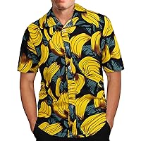 Mens Hawaiian Shirt Cotton Linen Tropical Floral Printed Beach Shirts Short Sleeve Button Down Holiday Bowling Shirts