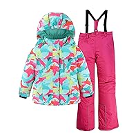 Hiheart Girls Warm Snowsuit Hooded Ski Jacket + Pants 2 Pcs Set