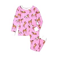 unisex child Long Sleeve Printed Pajama Set, Country Horses, 2T US