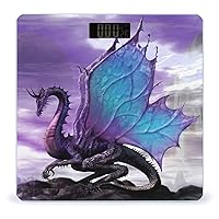 Purple Dragon Digital Bathroom Scale for Body Weight Lighted Large LCD Display Round Corner Home