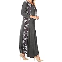 Women Plus Size Gray White Pocket Slimming Long Maxi Dress Made in USA