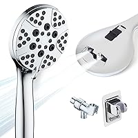 High pressure Shower Heads, 8-mode Handheld Shower Head with Hose, Built-in Power Wash, Hand Held Shower Head includes 70” Stainless Steel Hose, Wall & Overhead Brackets (Premium Chrome)